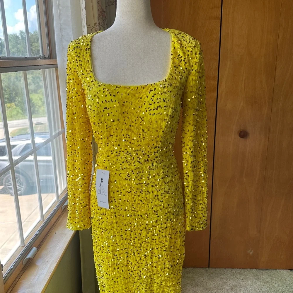 Luxurious Yellow Sequin Dress (NWT) - Picture 17 of 17
